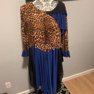 Handmade cheetah and blue top!